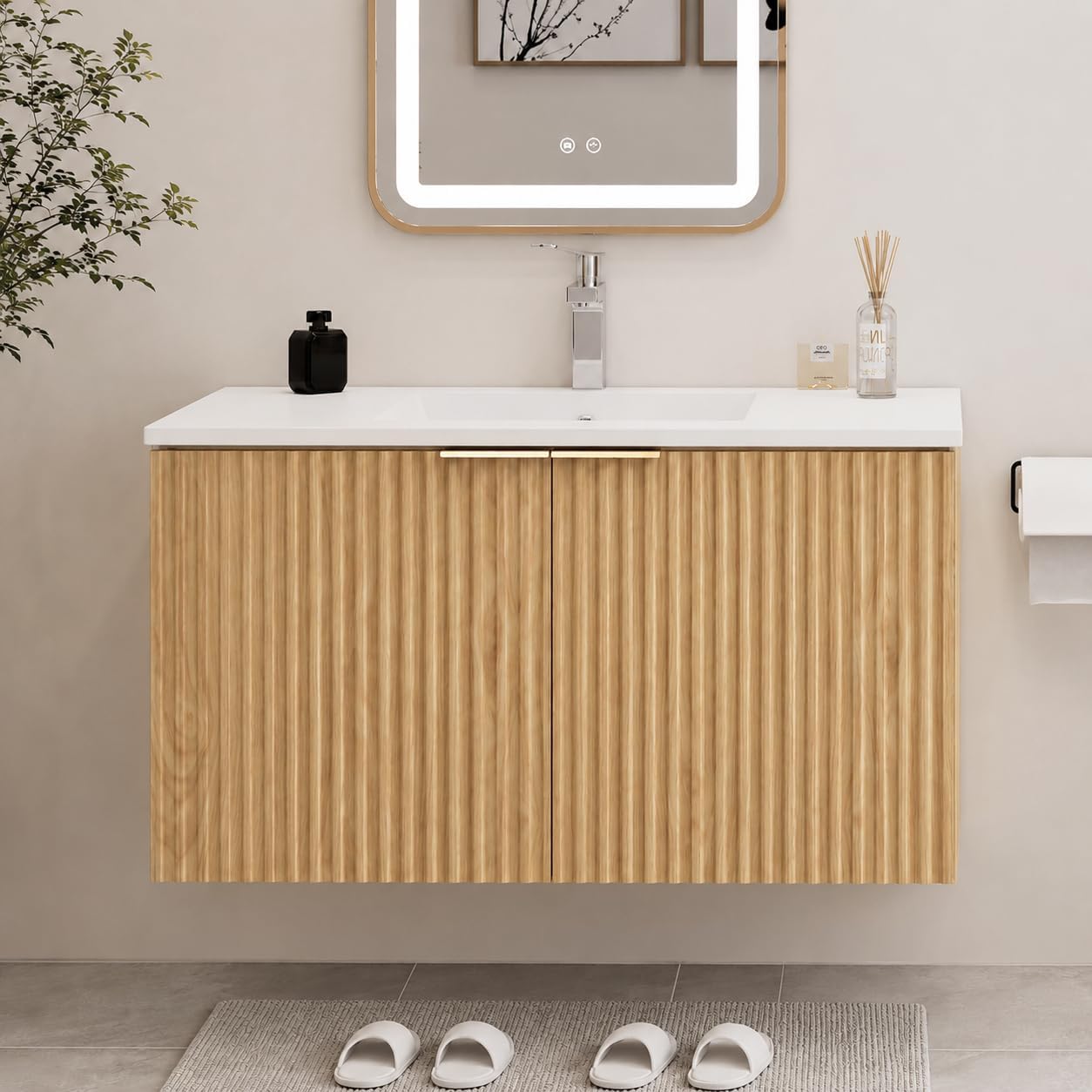 Floating Shelves - Modern Floating Bathroom Vanity With Wavy