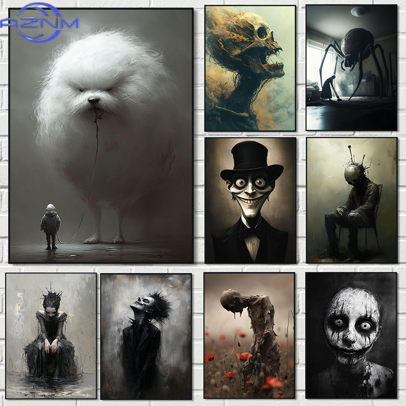Watercolor Poster Print - Retro Dark Art Magic Witch Horror