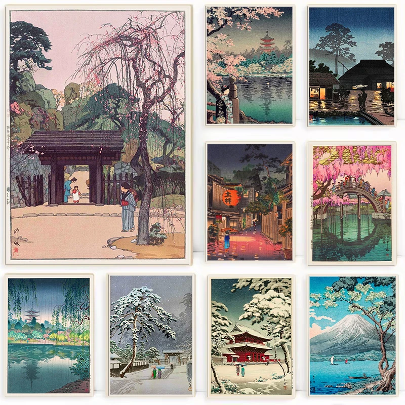 Watercolor Poster Print - Retro Ukiyo-e Traditional Japan Poster Tokyo