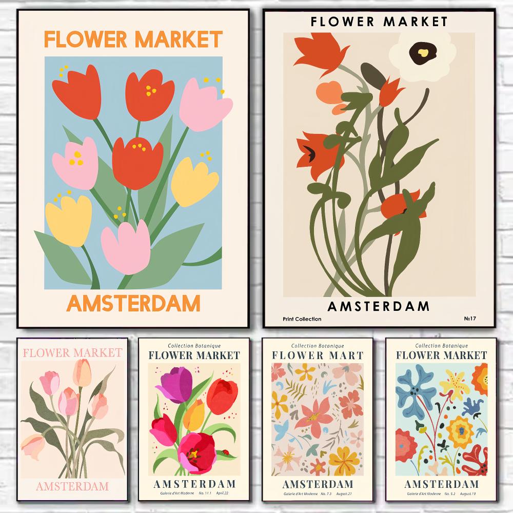 Home Decor Netherlands - Amsterdam Flower Market HD Wall Art