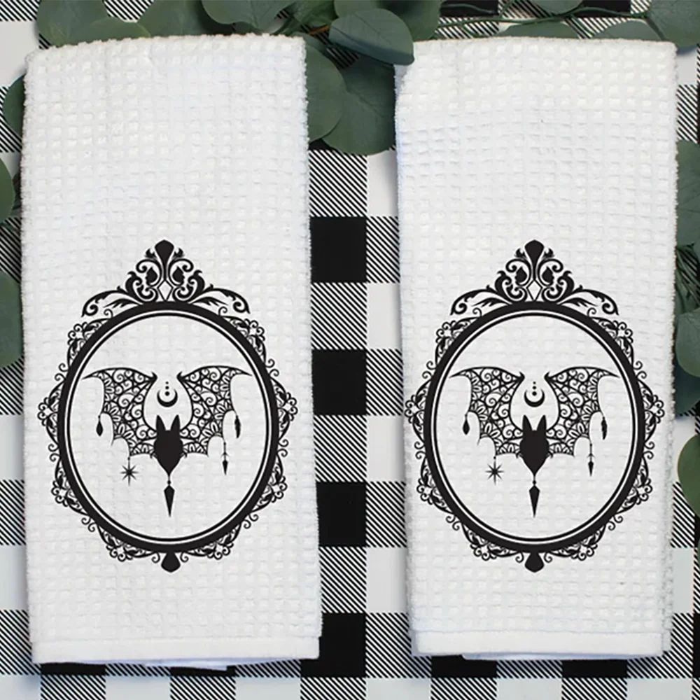 Victory Home Decor - 1pcs Victorian Gothic Bat Tea Towels