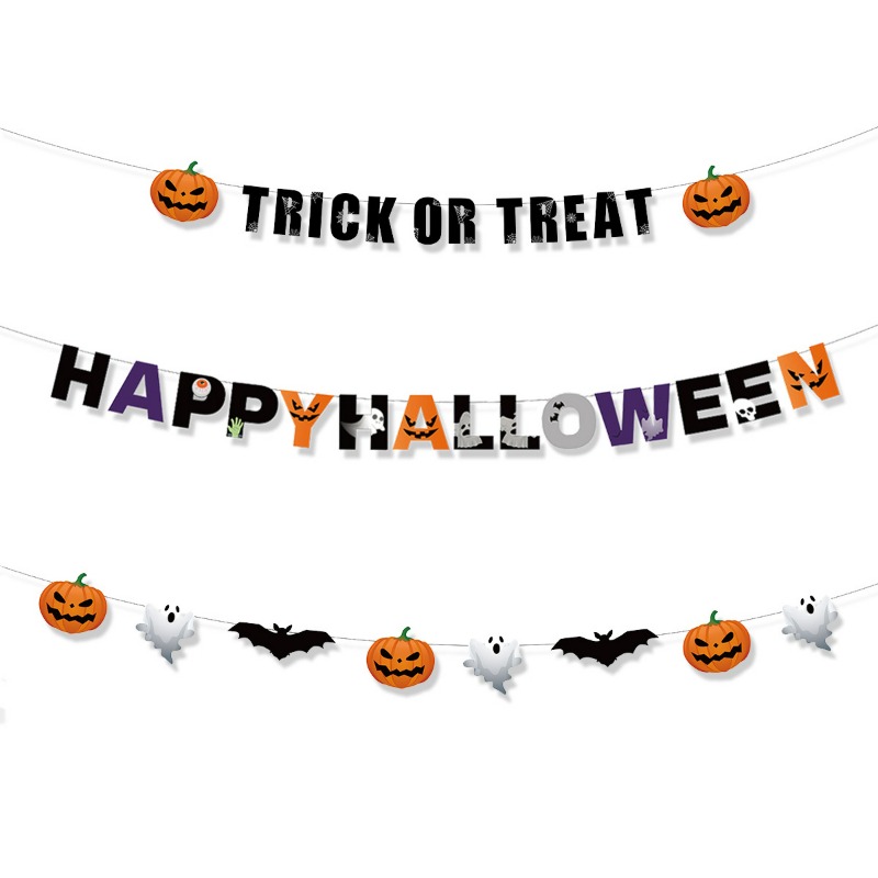 Home Decor Garland - New Cartoon Halloween Pattern Banner Pumpkin