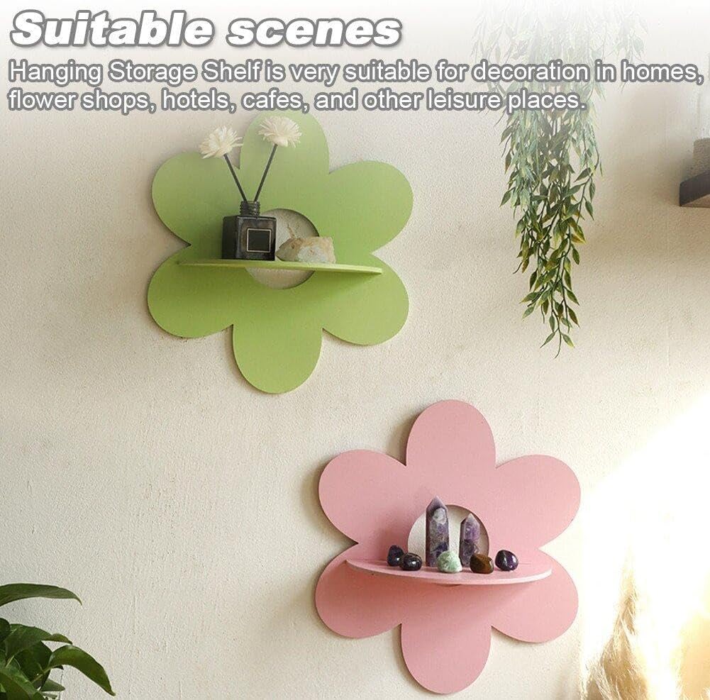 Floating Shelves - Flower Shape Wall Storage Holder Wooden