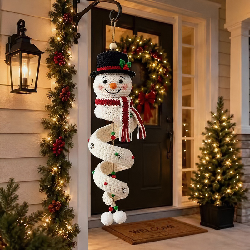 Yarn Home Decor - Crochet Snowman Spiral Ornament DIY Kit