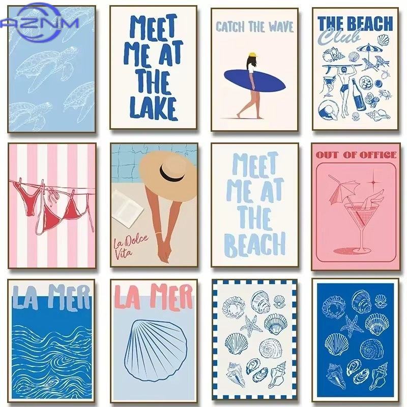 Watercolor Poster Print - Seashells Meet Me At The Beach