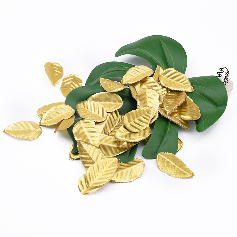 Home Decor Garland - 100/200 Pieces Silk Roses Leaf Gold