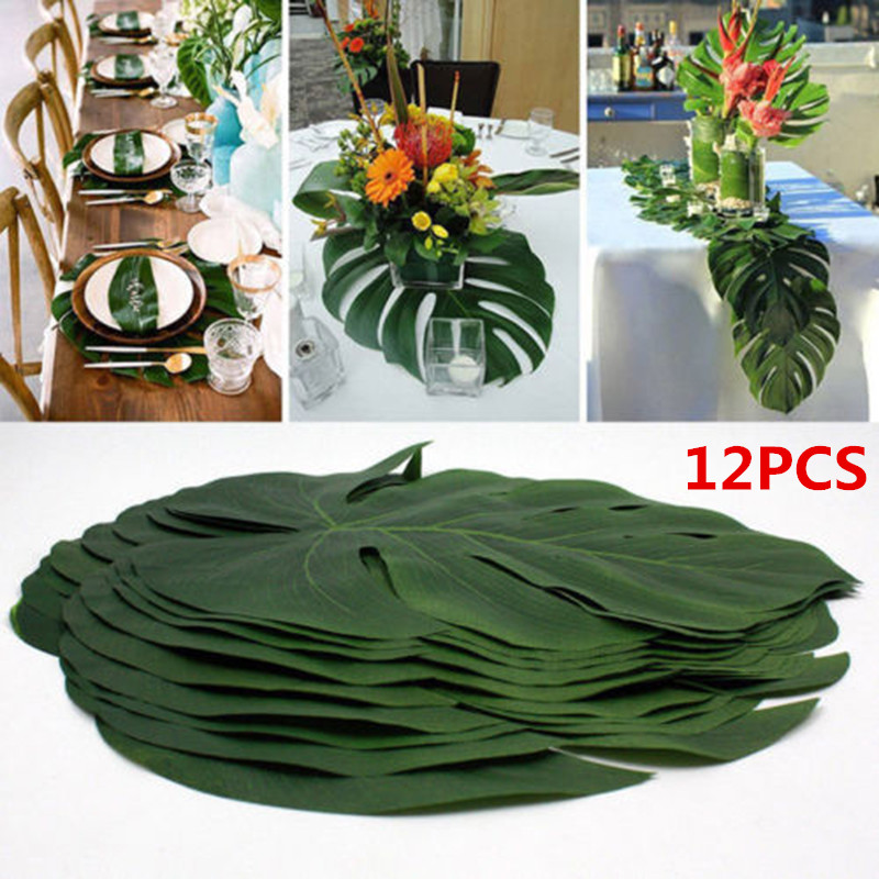 12pcs Tropical Palm Leaves Art - Artificial Hanging Plants 评论和价格