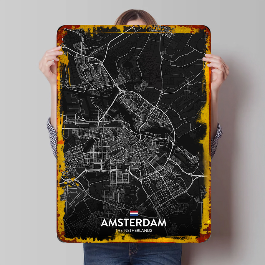 Custom Amsterdam City Map Meta - Home Decor Netherlands 评论和价格