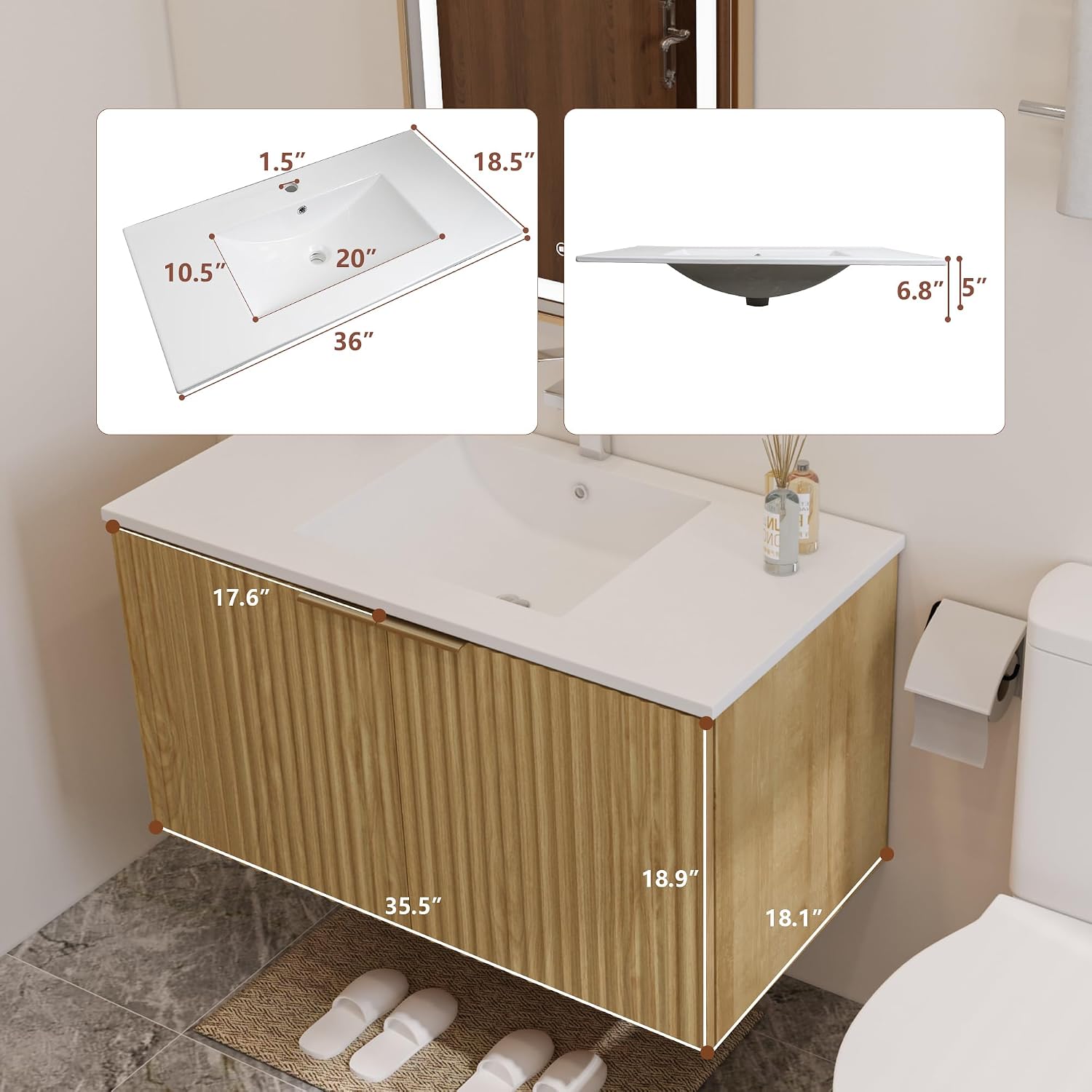 Modern Floating Bathroom Vanit - Floating Shelves 评论和价格