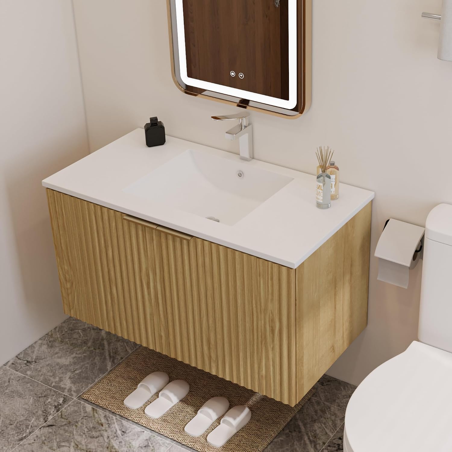 Modern Floating Bathroom Vanit - Floating Shelves 评论和价格
