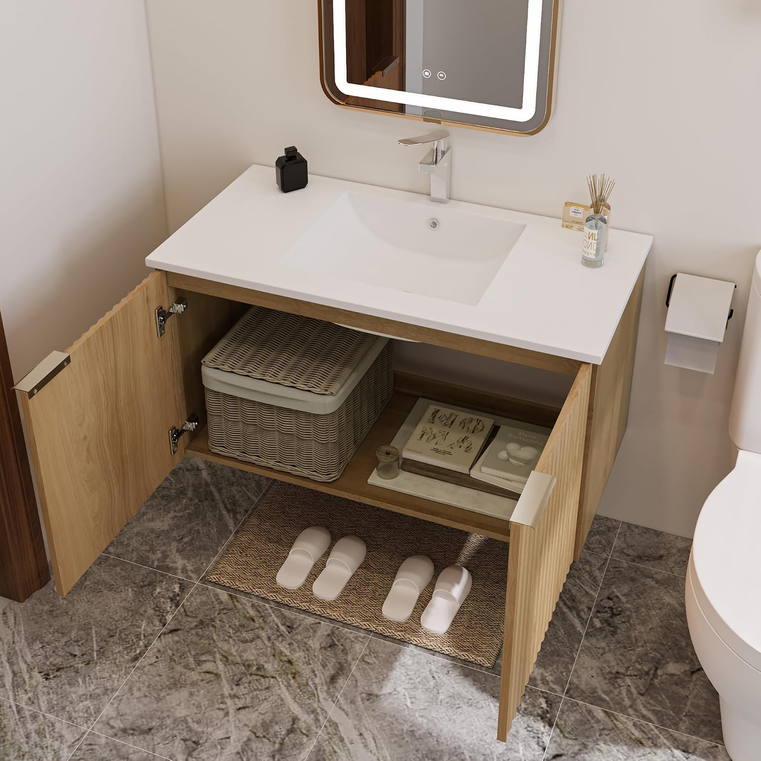 Modern Floating Bathroom Vanit - Floating Shelves 评论和价格