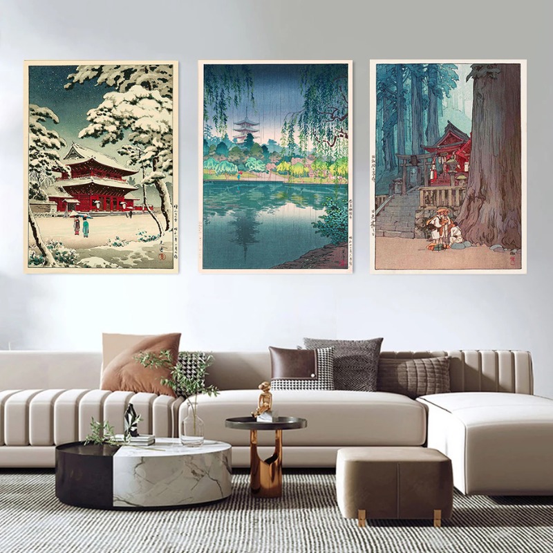 Retro Ukiyo-e Traditional Japa - Watercolor Poster Print 评论和价格