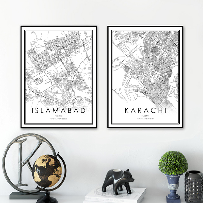 KARACHI City Map Poster ISLAMA - Home Decor Karachi 评论和价格