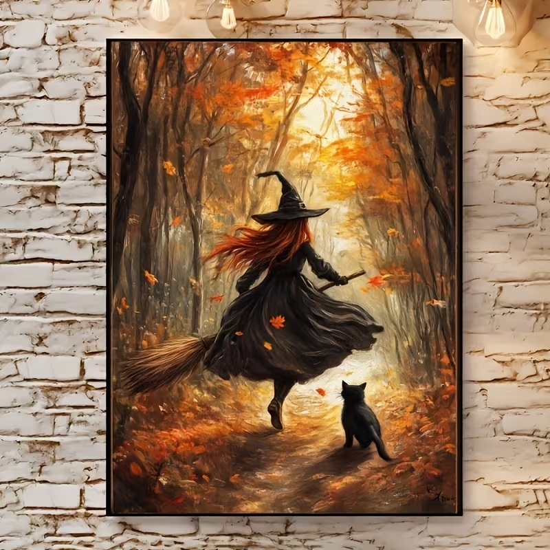 Retro Alloween Autumn Witch On - Home Decor Theme 评论和价格