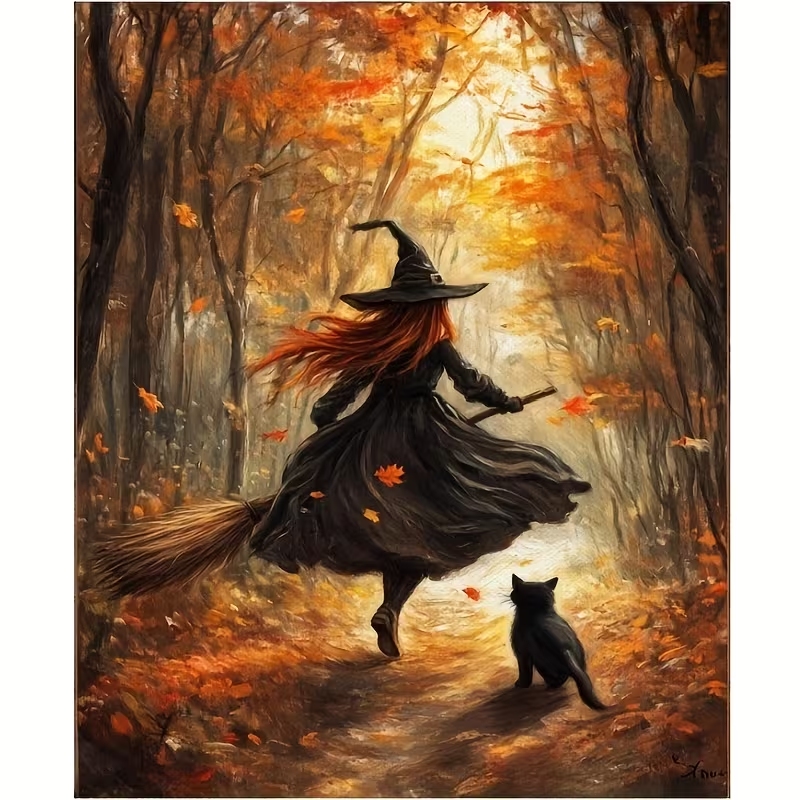 Retro Alloween Autumn Witch On - Home Decor Theme 评论和价格
