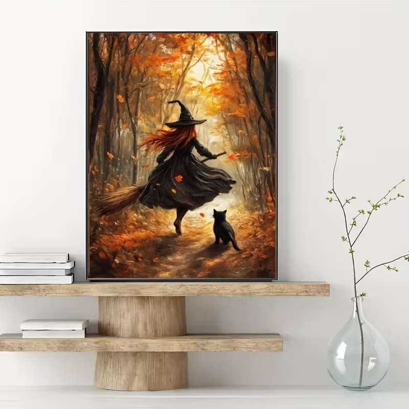 Retro Alloween Autumn Witch On - Home Decor Theme 评论和价格