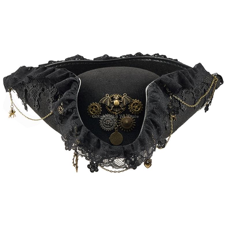 Lace Trim Bat Gear Pirate Hat  - Victory Home Decor 评论和价格