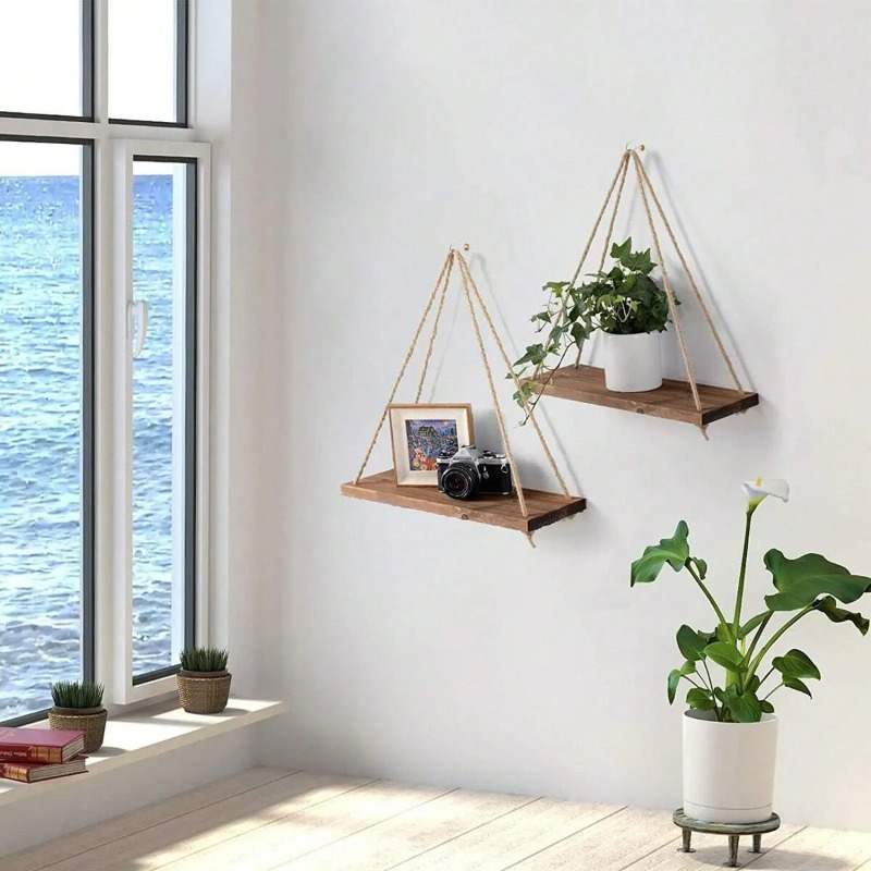 1PC Wooden Swing Hanging Hemp  - Floating Shelves 评论和价格