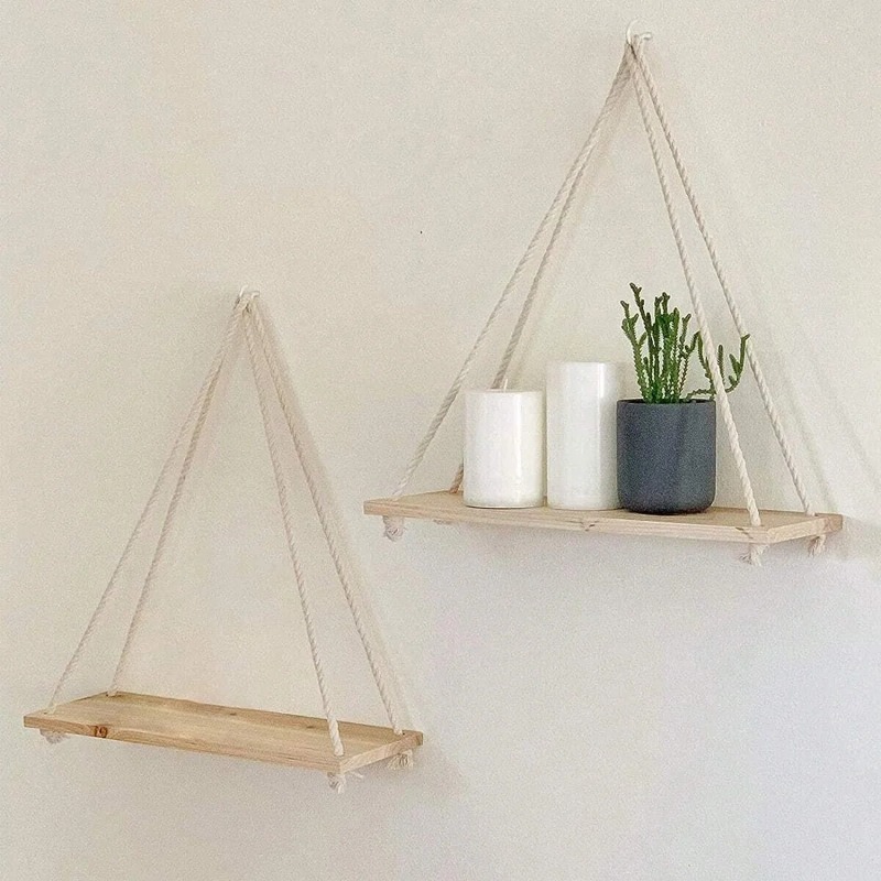 1PC Wooden Swing Hanging Hemp  - Floating Shelves 评论和价格