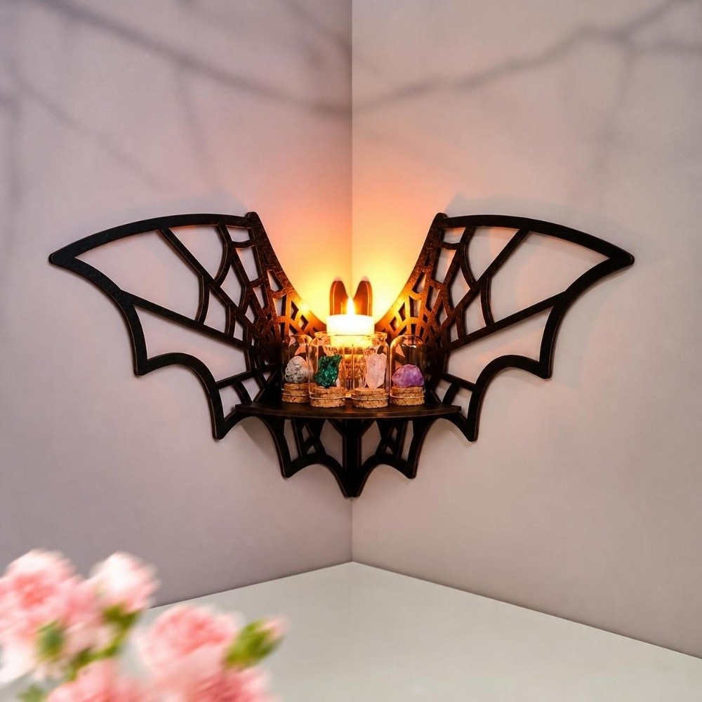 Wooden Bat Corner Shelf Hollow - Floating Shelves 评论和价格