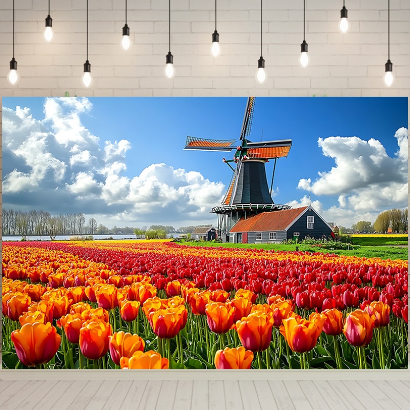 Windmill Tulip Field Netherlan - Home Decor Netherlands 评论和价格