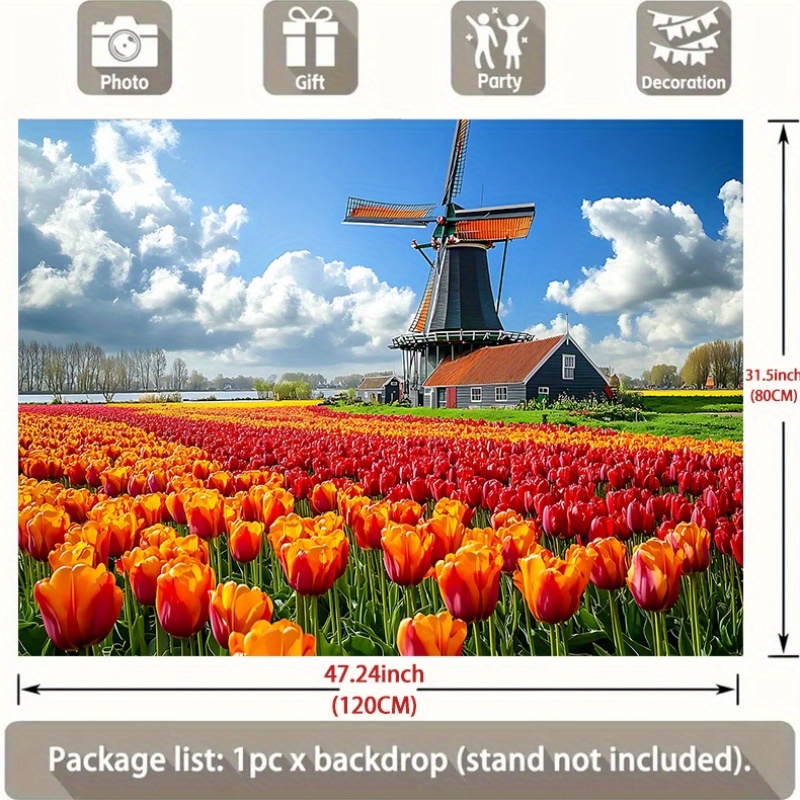Windmill Tulip Field Netherlan - Home Decor Netherlands 评论和价格