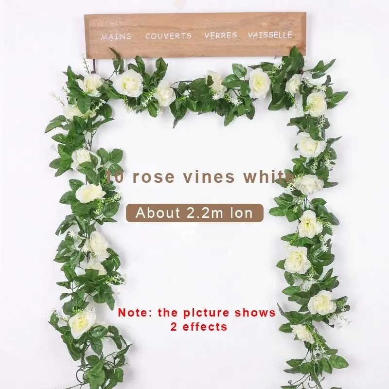1Pcs 2.2M Artificial White Flo - Artificial Hanging Plants 评论和价格