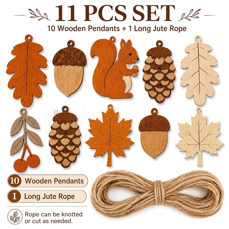 Autumn Wooden Garland Squirrel - Home Decor Garland 评论和价格