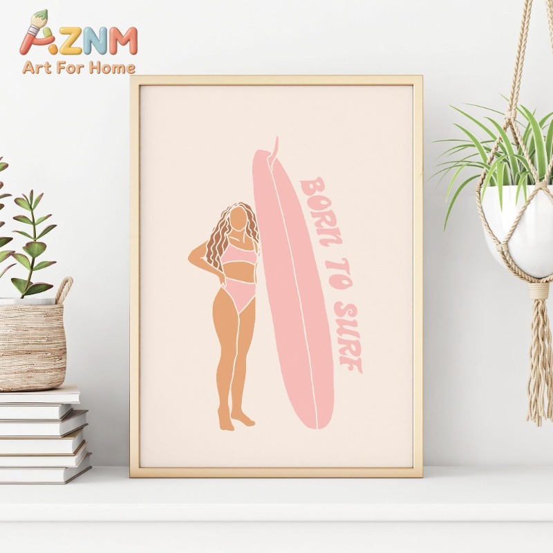 Boho Beach Surfer Girls Modern - Watercolor Poster Print 评论和价格