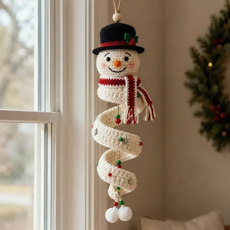 Crochet Snowman Spiral Ornamen - Yarn Home Decor 评论和价格