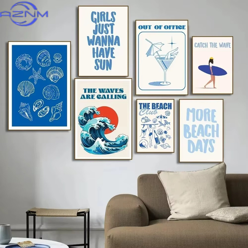 Seashells Meet Me At The Beach - Watercolor Poster Print 评论和价格