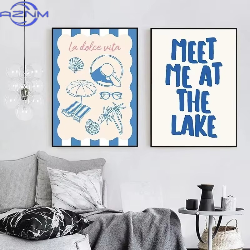 Seashells Meet Me At The Beach - Watercolor Poster Print 评论和价格