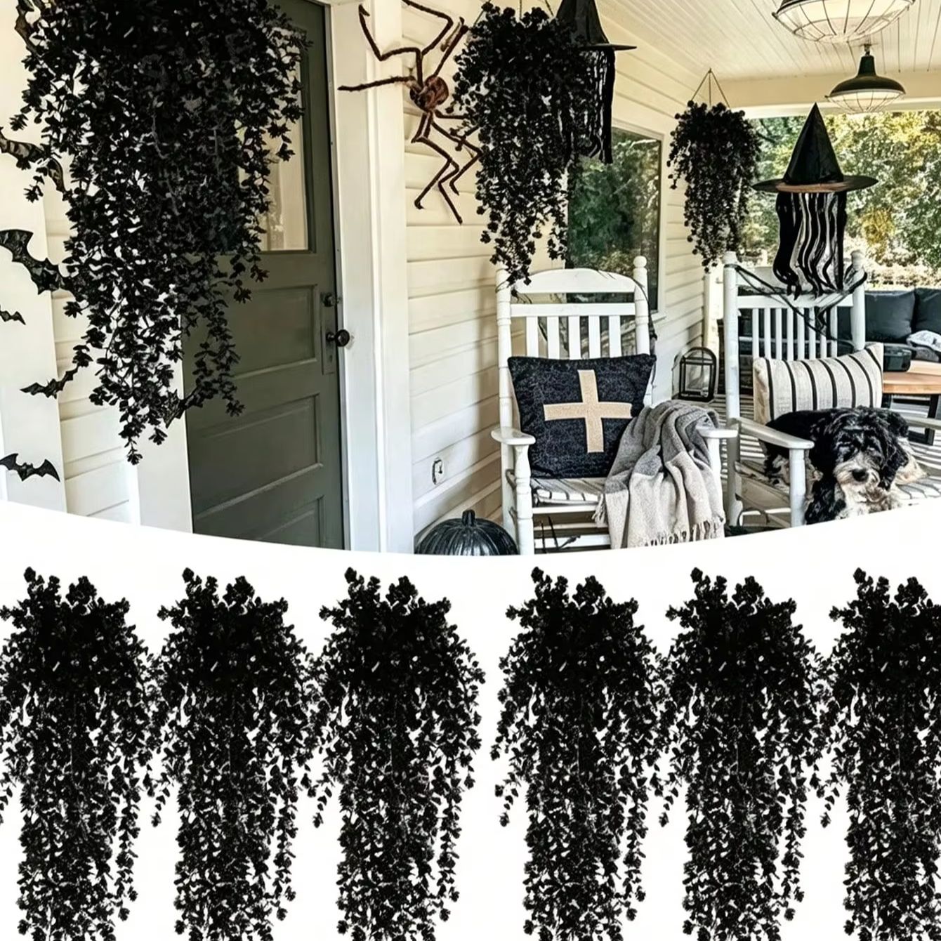 6pcS Halloween Black Artificia - Artificial Hanging Plants 评论和价格
