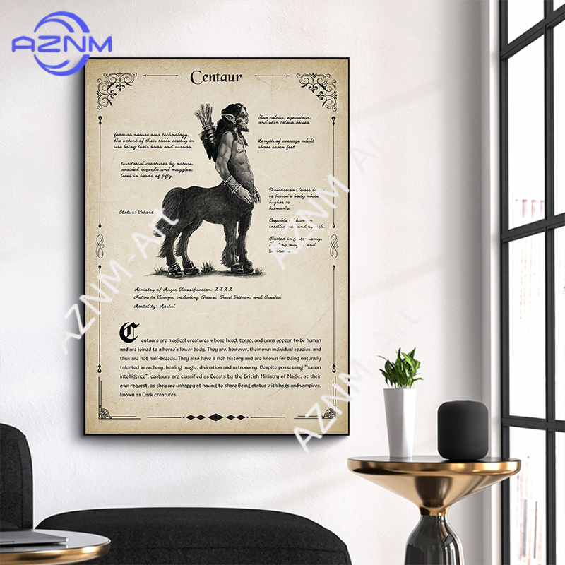 Antique Style Magical Creature - Watercolor Poster Print 评论和价格