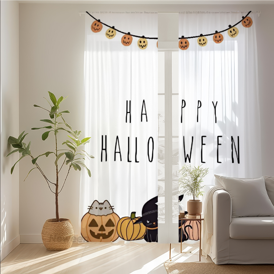 2PCS Digital Print Sheer Curta - Home Decor Garland 评论和价格