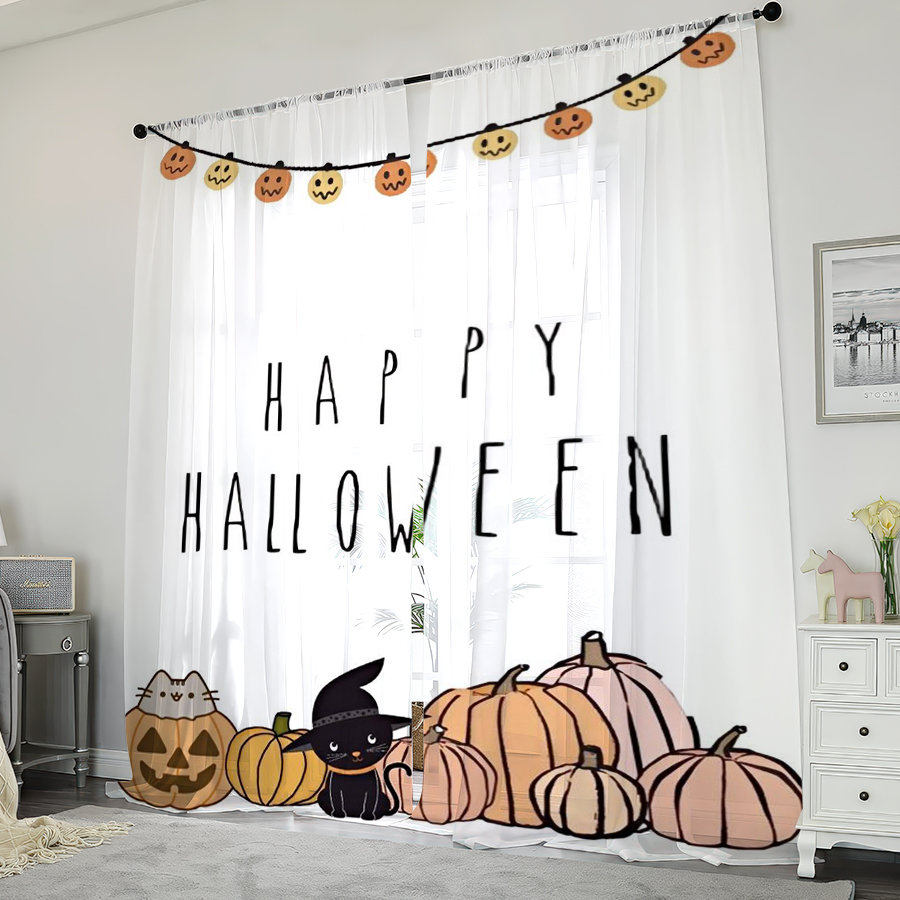 2PCS Digital Print Sheer Curta - Home Decor Garland 评论和价格